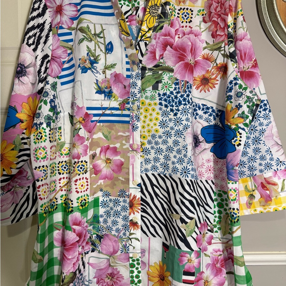 Foxcroft Multicolor Floral Patchwork Blazer - image 1